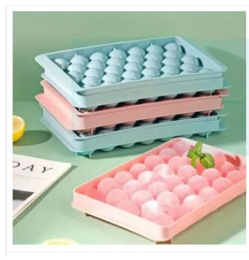 Round Ice Cube Tray Mold - Plastic Sphere Maker for Freezer, Pink & Light Blue Multifunctional Kitchen Tool Beverage Cooling | Fruit Ice Mold | Plastic Ice Tray, Ice Trays for Freezer